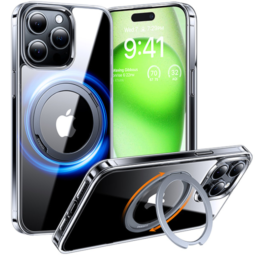 صورة توراس حافظة ظهر آيفون 15 برو ماكس لون شفاف - UPRO Pstand